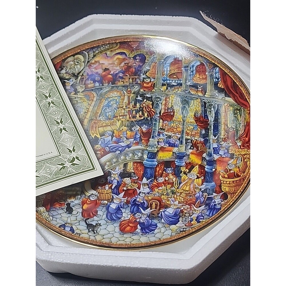 Holy Cats Holiday Collector Plate by Bill Bell (Cats) COA Franklin Mint New